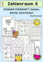 Vorschau - Arbeitsblätter - Zahlenraum 6 Sommer Ferienheft, Vorschule und Kita, Strichlisten, Würfel, Mengen - Deckblatt