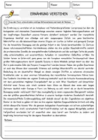 Vorschau - Arbeitsblätter - Ernährung verstehen Arbeitsblätter mit Fragen + Lösungen Lesetext - Seite 1