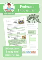 Vorschau - Arbeitsblätter - Übung zum Hörverstehen: Geolino-Podcast "Dinosaurier" (Fossilien) - Deckblatt