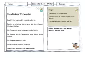 Vorschau - Arbeitsblätter - Wetter Klasse 2 Differenzierte Lesetexte, Temperatur & Niederschlag (mit Lösungen) - Seite 2