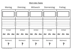 Vorschau - Arbeitsblätter - Wort des Tages - Differenzierte Vorlagen - Seite 1
