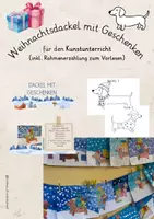 Vorschau - Mal- und Bastelvorlagen - Dackel mit Geschenken (Kunst) - Deckblatt