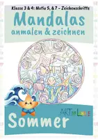 Vorschau - Mal- und Bastelvorlagen - Ausmalbild Mandala Sommer – Muscheln, Seestern & Limonade | zeichnen Schritt für Schritt | Kunst Klasse 2–5 - Deckblatt