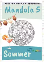 Vorschau - Mal- und Bastelvorlagen - Ausmalbild Mandala Sommer – Muscheln, Seestern & Limonade | zeichnen Schritt für Schritt | Kunst Klasse 2–5 - Seite 1
