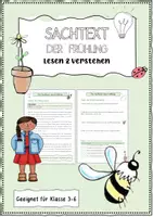 Vorschau - Stationenlernen - Sachtext Frühling - mit Fragen und Rätsel - Deckblatt