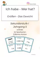 Vorschau - Spiele - Ich habe - Wer hat? Gewichte umrechnen (mg - t) | Klasse 5 - Deckblatt