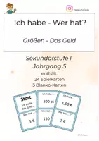 Vorschau - Spiele - Ich habe – Wer hat? Geldbeträge umrechnen (€, ct) | Klasse 5 - Deckblatt