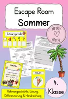Vorschau - Stationenlernen - Escape Room Sommer Klasse 4 – Deutsch Rätsel zum Schuljahresende (inkl. Lösungen) - Deckblatt