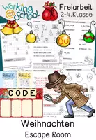 Vorschau - Arbeitsblätter - Escape Room Weihnachten Klasse 2-4 | Escape Game Deutsch & Mathematik - Deckblatt