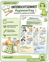 Vorschau - Arbeitsblätter - Hauswirtschaft: Hygienevertrag für die Schulküche, Klasse 5-8 - Deckblatt