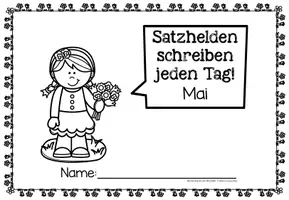 Vorschau - Stationenlernen - Sätze schreiben / Satz des Tages / Schüttelsätze (Grundschrift) schreiben Frühling Muttertag Vatertag Mai - Seite 1