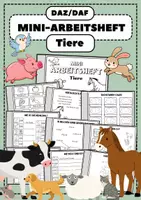 Vorschau - Arbeitsblätter - DaZ _ DaF Mini-Arbeitsheft Tiere - Deckblatt