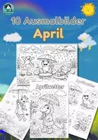 Vorschau - Mal- und Bastelvorlagen - Ausmalbilder April Grundschule – Frühling (10 Malvorlagen) | druckfertig | 1.–4. Klasse - Deckblatt