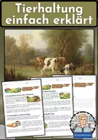 Vorschau - Arbeitsblätter - Tierhaltung einfach erklärt – Woher kommen Milch, Eier und Fleisch? - Deckblatt