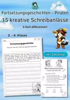 Vorschau - Arbeitsblätter - Fortsetzungsgeschichten Piraten – Grundschule (Klasse 2–4) | 15 Schreibanlässe | 3-fach differenziert - Deckblatt