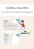 Vorschau - Arbeitsblätter - Tauchdiktat - Winter - Klasse 1/2 - Rechtschreibung üben - Deckblatt