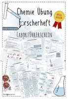 Vorschau - Unterrichtsreihen - Laborführerschein: Laborregeln, Laborgeräte, Versuchsprotokoll, Gefahrenpiktogramme, Gasbrenner | Chemie Übung 8 | sofort einsetzbar | Forscherheft - Deckblatt