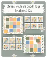 Aperçu - Feuilles d'exercices - 27. Ateliers couleurs quadrillage — Les dinos 2026 - Page de couverture