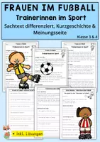 Vorschau - Arbeitsblätter - Frauen im Fußball, Trainerinnen im Sport, Sachtexte zum Leseverständnis, Geschichte & Meinungsseite, Klasse 3 und 4 - Deckblatt