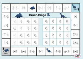 Vorschau - Spiele - Bruch-Bingo "blaue Dinos": Brüche addieren / subtrahieren - Seite 2