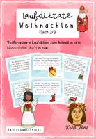 Vorschau - Stationenlernen - Schreiben und Lesen üben: 9 Laufdiktate Weihnachten & Advent – differenzierte Laufdiktate mit Schreibblättern (Deutsch Klasse 2, 3) - Deckblatt