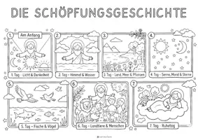 Vorschau - Arbeitsblätter - Schöpfungsgeschichte - Ausmalbild in bunt oder schwarz-weiß - Seite 3
