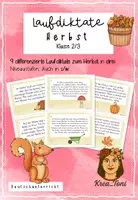 Vorschau - Arbeitsblätter - Schreiben und Lesen üben: 9 Laufdiktate Herbst – differenzierte Laufdiktate mit Schreibblättern (Deutsch Klasse 2, 3) - Deckblatt