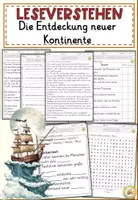 Vorschau - Arbeitsblätter - Die Entdeckung neuer Kontinente, Lesen und Verstehen Arbeitsblätter mit Lesetext, Fragen - Deckblatt