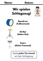 Vorschau - Arbeitsblätter - 44 Schlagzeug-Rhythmen für Kinder mit Bildern, fertiges PDF - Seite 1