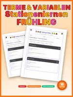 Vorschau - Arbeitsblätter - Terme und Variablen Stationenlernen Klasse 6-7 Frühling - Deckblatt