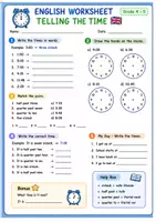 Vorschau - Arbeitsblätter - What time is it Uhrzeit Übungen und Test in Englisch Klasse 4-6 - Seite 1