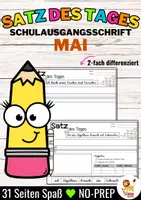 Vorschau - Arbeitsblätter - Sätze schreiben / Satz des Tages / Schüttelsätze (Schulausgangsschrift) schreiben Frühling Muttertag Vatertag Mai - Deckblatt