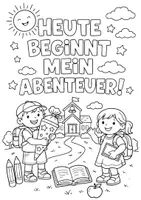Vorschau - Arbeitsblätter - 🎒 Ausmalbild „Heute beginnt mein Abenteuer!“ – Perfekt zum Schulstart ✏️ - Deckblatt