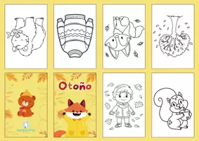 Vista previa - Manualidades / Dibujos para colorear - Mini Librito Otoño Para Colorear PDF + Archivo Canva - Portada