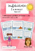 Vorschau - Arbeitsblätter - Laufdiktate Sommer – 9 differenzierte Laufdiktate mit Schreibblättern (Deutsch Klasse 2, 3) - Deckblatt