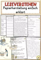 Vorschau - Arbeitsblätter - Papierherstellung einfach erklärt, Lesen und Verstehen Arbeitsblätter mit Lesetext, Fragen - Deckblatt