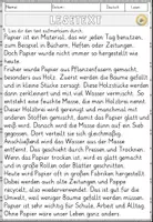 Vorschau - Arbeitsblätter - Papierherstellung einfach erklärt, Lesen und Verstehen Arbeitsblätter mit Lesetext, Fragen - Seite 2