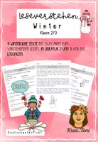 Vorschau - Arbeitsblätter - Lesen üben: Leseverstehen & Leseverständnis Winter – 5 Texte mit Aufgaben & Lösungen (Klasse 2–3) - Deckblatt