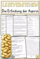 Vorschau - Arbeitsblätter - Die Erfindung der Aspirin (Bayer, 1897), Lesen und Verstehen Arbeitsblätter mit Lesetext, Fragen - Deckblatt