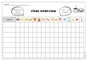 Vorschau - Arbeitsblätter - Class interview: breakfast/food and drinks (What do you like for breakfast?) - Seite 1