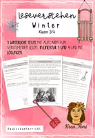 Vorschau - Arbeitsblätter - Lesen üben: Leseverstehen & Leseverständnis Winter – 3 Texte mit Aufgaben & Lösungen (Klasse 3–4) - Deckblatt
