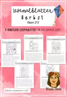 Vorschau - Arbeitsblätter - Lesemalblätter Herbst – 5 Lesetexte zum genauen Lesen & Ausmalen (Klasse 2–3, Deutschunterricht) - Deckblatt