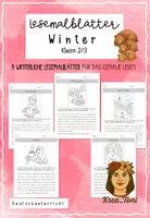 Vorschau - Arbeitsblätter - Lesemalblätter Winter – 5 Lesetexte zum genauen Lesen & Ausmalen (Klasse 2–3, Deutschunterricht) - Deckblatt