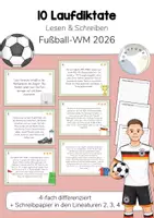 Vorschau - Stationenlernen - 10 Schleichdiktate / Laufdiktate: Fußball-WM - Schreiben & Lesen üben (Klasse 2, 3, 4) Weltmeisterschaft 2026 - Deckblatt