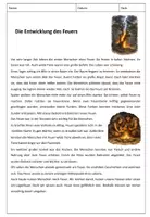 Vorschau - Arbeitsblätter - Lesetexte zu Feuer mit Fragen und Lösungen - Seite 1
