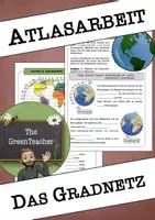 Vorschau - Arbeitsblätter - Atlasarbeit - Das Gradnetz Kartenarbeit Arbeitsblatt Klasse 5–7 – Koordinaten bestimmen (Erdkunde) - Deckblatt