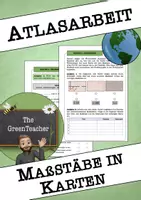 Vorschau - Arbeitsblätter - Atlasarbeit Maßstäbe und Streckenberechnung mit Karten - Arbeitsblatt Klasse 5–7 (Erdkunde) - Deckblatt