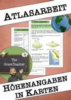 Vorschau - Arbeitsblätter - Atlasarbeit - Höhenlinien und Höhenschichten Arbeitsblatt Klasse 5–7 – Kartenarbeit Übungen (Erdkunde) - Deckblatt