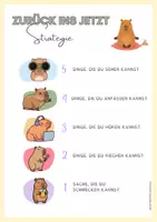 Vorschau - Poster - Capybara Achtsamkeit Strategie 5-4-3-2-1-Methode Plakat Emotionales Lernen - Deckblatt