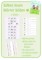 Vorschau - Fördermaterial/Inklusion - Silben lesen & Wörter bilden 3 (Klettmappe & AB) - 2 Silben - Deckblatt